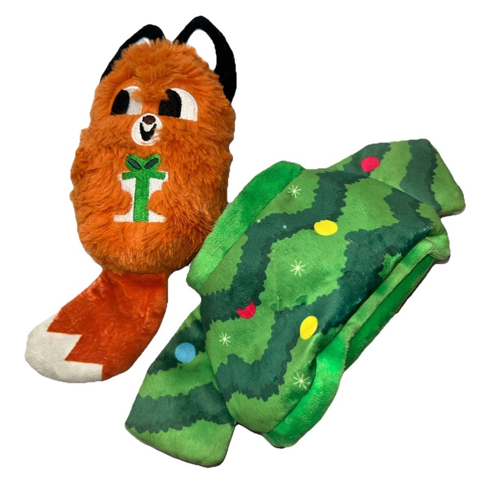 NEW Bark Box Festive Felix FOX In Shirt Hide A Treat Trap Dog Toys L XL crinkle